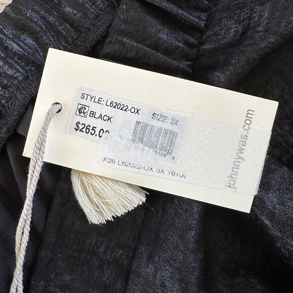 NEW Johnny Was Black Shimmer Wide Leg Palazzo Dress Pants PLUS 3X $265 Pockets - Picture 4 of 7